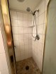 New stall shower and custom etched window